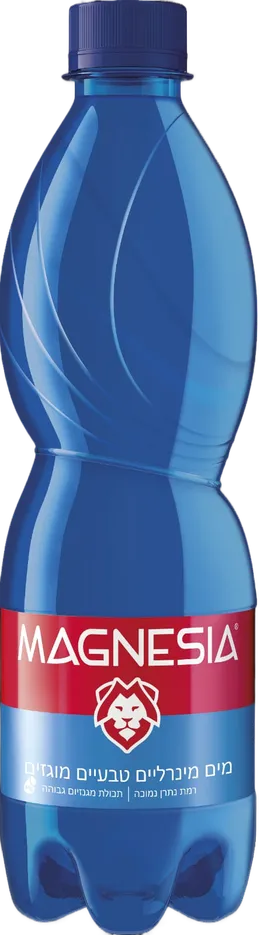 בקבוק Magnesia Sparkling לצד נתוני מינרלים: מגנזיום 172 מ״ג לליטר